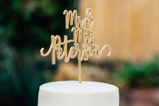 10 Personalized Wooden Calligraphy Cake Toppers