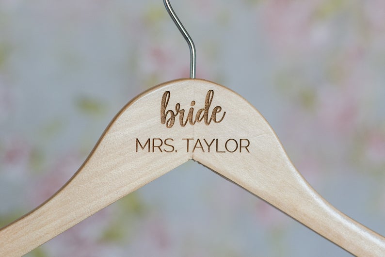Personalized Engraved Bridal Party Wooden Hangers #HG104
