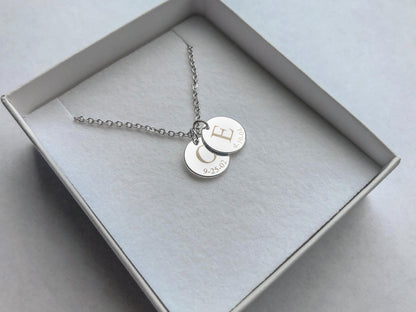 Coin Necklace - Initial Necklace - Gold, Rose Gold, or Silver