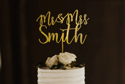 Mr And Mrs Calligraphy Cake Topper