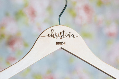 Engraved wedding dress hanger