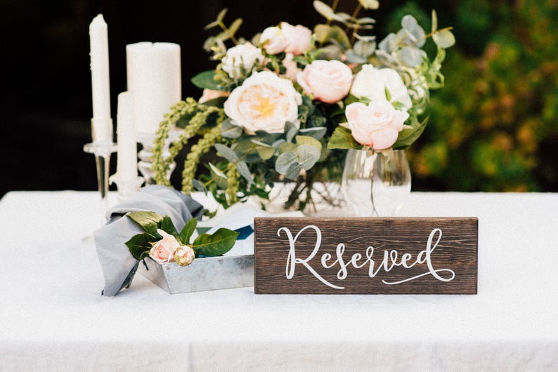 Reserved Wedding Table Sign