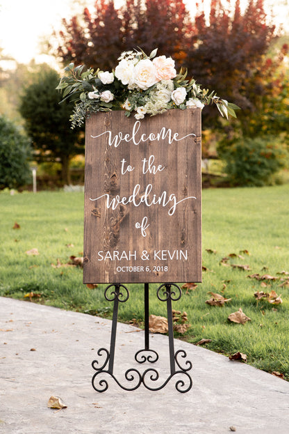 Vertical "Welcome To The Wedding Of.." Wooden Sign